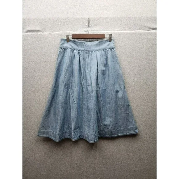 Talbots Womens Light Denim Button-Front A-Line Skirt Size 6 100% Cotton Casual S - Picture 5 of 7